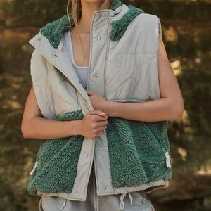 FP Movement Free People Adventure Awaits Fleece Vest in Muted Beige Combo, Large